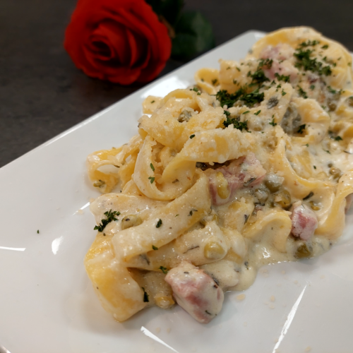 Tagliatelle Ham and Peas